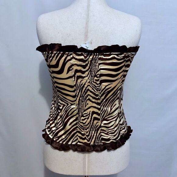 Check Me First NWT Brown and Taupe Zebra Print Bustier Women Various - Picture 8 of 13